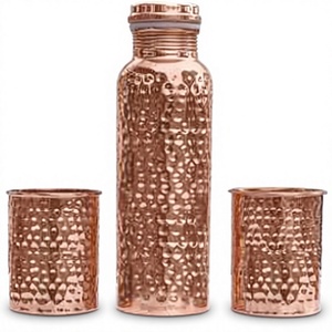 Botella de Agua de Cobre Puro Martillado a Mano, 750ml 950ml 1000ml, a Prueba de Fugas, Botella Ayurvédica para Beber con Tapa de Rosca para el Hogar, Gimnasio, etc. - Product Image 1