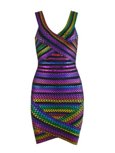 All'ingrosso modello solido Sexy senza schienale <span class=keywords><strong>arcobaleno</strong></span> per la fasciatura Mini abito per le donne naturale in vita/festa di compleanno <span class=keywords><strong>vestito</strong></span> per l'estate - Product Image 1