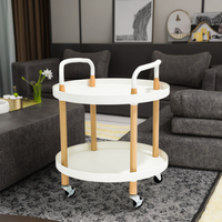 Chariot mobile de haute qualité Table basse ronde côté 2 couches chariot chariot de stockage