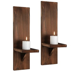 Estante de pared minimalista de madera para velas, diseño rectangular, para sala de estar, estante de almacenamiento y exhibición montado en la pared - Product Image 1