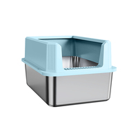 Bac à litière pour chat en acier inoxydable PP plastique ouvert 65L grande capacité accessoires modernes durables et écologiques
