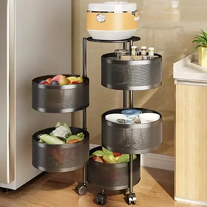 Nhà sàn đứng nhiều lớp lưu trữ giá lưu trữ xoay tròn trái cây và rau nhà bếp kim loại lưu trữ giá - Product Image 5