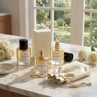 Flacon de parfum en verre carré givré transparent de luxe personnalisé avec bouchon à vis 15ml/30ml/50ml/60ml/100ml avec boîte d'emballage à estampage à chaud