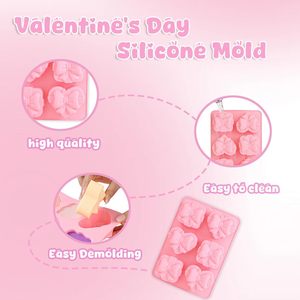 Molde de Silicona para Jabón Hecho a Mano, 6 Cavidades, Multiforma, Rectángulo, Corazón, LFGB, Platino, Antiadherente, Libre de BPA - Product Image 5
