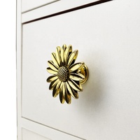 Poignées de meubles et poignées de tiroirs en alliage de zinc motif chrysanthème - Design moderne pour cuisine, chambre et usage extérieur