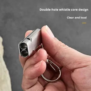 นกหวีดฉุกเฉินแบบพกพาขนาดเล็ก 120 เดซิเบล แบบท่อคู่ เสียงดัง สำหรับตั้งแคมป์ เดินป่า เอาตัวรอด โทรขอความช่วยเหลือ SOS ทำจากสแตนเลส 304 - Product Image 4