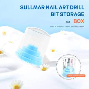 Caja de bandeja de remojo de <span class=keywords><strong>uñas</strong></span> de estilo francés <span class=keywords><strong>azul</strong></span>, herramientas de manicura de plástico con tijeras, pinzas, organizador de brocas, para limpiar arte de <span class=keywords><strong>uñas</strong></span> - Product Image 2