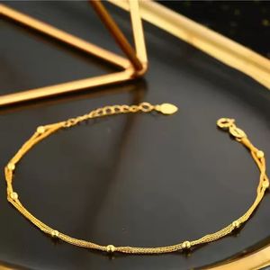 Xinfly Hot Sale 18K <b>Gold</b> Double Layer Mesh Link Chain <b>Bracelet</b> Au750 Trendy Chopin Adjustable <b>Bead</b> for Gift Party - Product Image 3