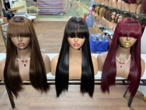 Perruques en cheveux humains Remy de 14 à 24 pouces, super double drawn, cheveux vietnamiens, perruques en dentelle 2x4 avec frange - Product Image 6