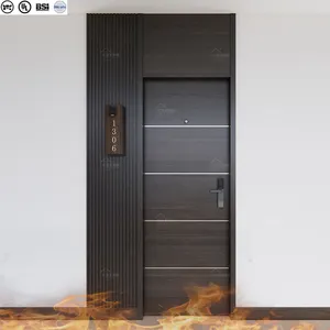 USA Certificates Fireproof Door For Hotel Room Modern Fire Rated Soundproof Apartment Wooden Door Fire Resistant Interior Door