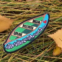 Patch brodé 'Explore Discover Dream Surfboard' pour l'aventure en plein air, thermocollant pour sacs à dos, vestes, camping