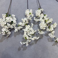 G-042901 Bouquet artificiel blanc et rose en soie, tiges de fleurs de cerisier, fausse branche de fleurs de sakura, fleur de cerisier artificielle