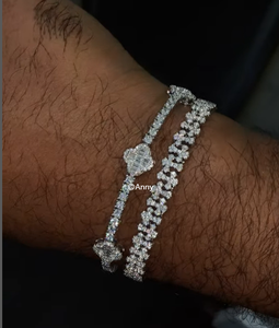 Rappeur Hip Hop Bijoux Hommes Bling Baguette Moissanite Croix Bracelet Or Blanc Glacé Diamant Trèfle Coeur Tennis Bracelet - Product Image 4