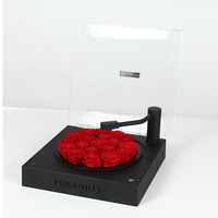 Großhandel Vinyl Phonograph Plattenspieler Acryl Blumen kasten geformt PVC Blumen kasten klar Kunststoff Blumen kasten