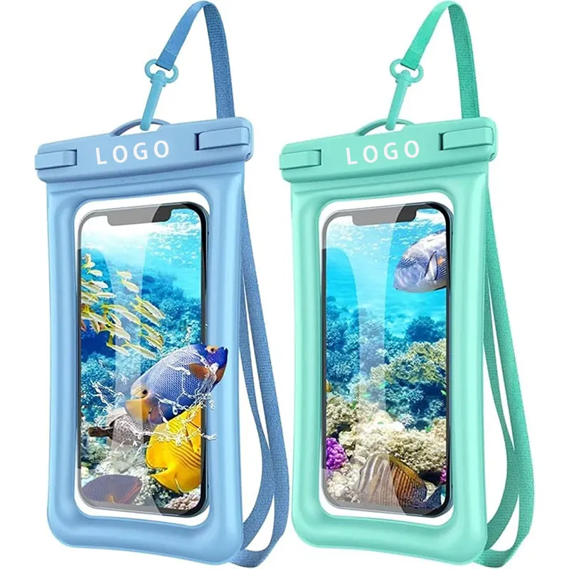 Logotipo personalizado IPX8 Swim PVC impermeable teléfono móvil bolsa universal flotante buceo impermeable teléfono caso