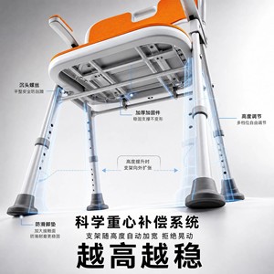 Chaise de douche Ricof en alliage d'aluminium, pliable, antidérapante, siège de sécurité pour salle de bain, design adapté aux personnes âgées, capacité de charge de 250 kg - Product Image 2