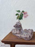 Peinture à l'huile florale abstraite peinte à la main sur toile, œuvre d'art originale de Lu Hua, cadre en bois, décoration élégante pour salon toute saison