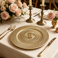 Assiette de Présentation Dorée Électroplaquée PP Style Américain, Motif Nœud Tressé en Relief, Personnalisable, Élégante pour Fêtes – Meilleures Ventes