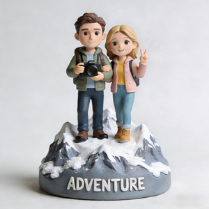 Bobblehead personnalisé en résine pour couples et amoureux sur le thème de l'aventure en <span class=keywords><strong>montagne</strong></span> enneigée - Product Image 3
