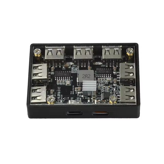 1-to-7 USB2.0 Hub USB Expansion Module with Power Supply Rechargeable Seven-port Expander Type-C Power Supply