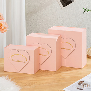 Boîte cadeau rigide haut de gamme avec couvercle cœur à double ouverture latérale, dorure à chaud miroir <span class=keywords><strong>or</strong></span>, OEM, pour petite boîte cadeau de douche nuptiale - Product Image 6