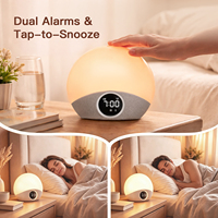 Réveil intelligent contrôlé par application HiFiD, avec lumière de lever du soleil, horloge numérique, veilleuse RGB, lampe de chevet pour les dormeurs profondément endormis