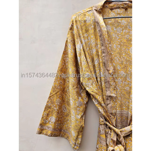 Robe Kimono en Soie Indienne Nouvelle Collection Tie-Dye Faite à la Main pour Femme – Tenue de Nuit Estivale Bohème Chic Longue avec Taille Élastique Séchage Rapide - Product Image 4