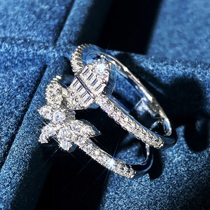 Anello a doppio strato Sweet Marquise per donna, elegante gioiello da dito alla moda - Product Image 6