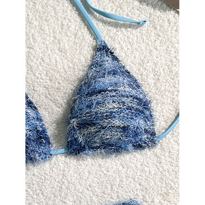 2026 New Arrival <strong>Blue</strong> Gradient Special Fabric 3 Piece <strong>Bikini</strong> <strong>Set</strong> Wholesale Elegant and Best Selling Swimwear <strong>Set</strong> - Product Image 2