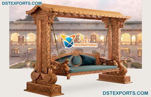 Royal Maharaja Teak <b>Wood</b> <b>Swing</b> for Living Room Traditional Wooden Carved <b>Swing</b> for Home Antique Brown Finish <b>Swing</b>/Jhula - Product Image 6