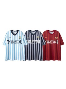American Street Hip-hop Letters/Numbers/Text Short-sleeve T-shirt for Men Trendy Brand Oversized Casual Sporty Woven Football - Product Image 4