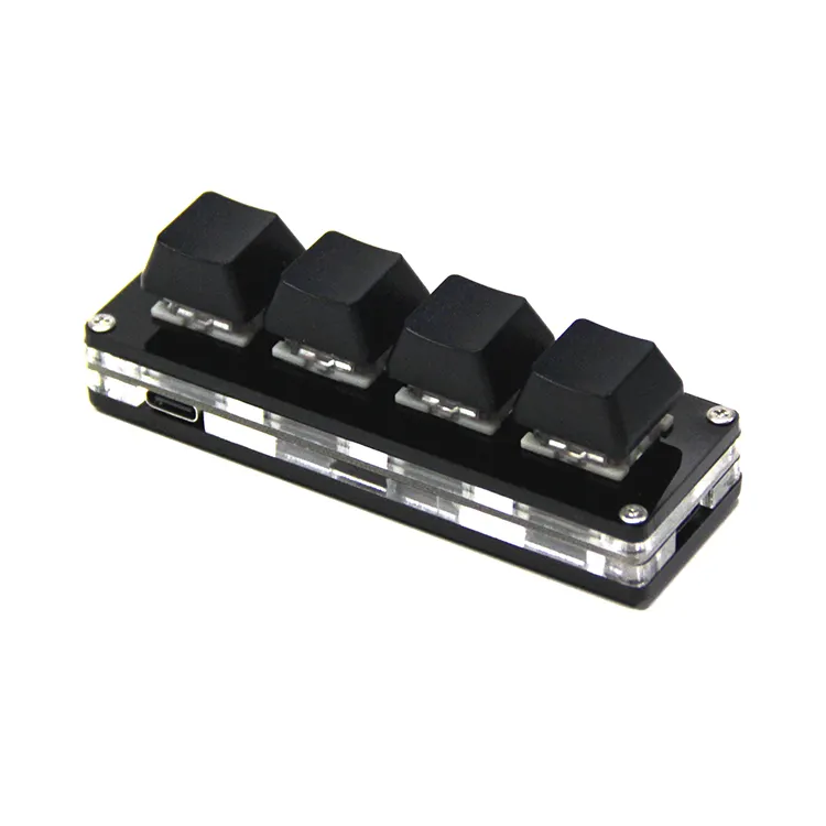 2 Slot Black Programmable Mechanical Keyboard 4 keys Macro keypad Type C Micro USB Programming Shortcut Outemu Hot swap OSU