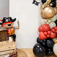 Ensemble de ballons sur le thème des pirates, 105 pièces, ballons noirs et rouges, décoration de fête d'halloween, fournitures festives, ballons d'anniversaire pour enfants et adultes