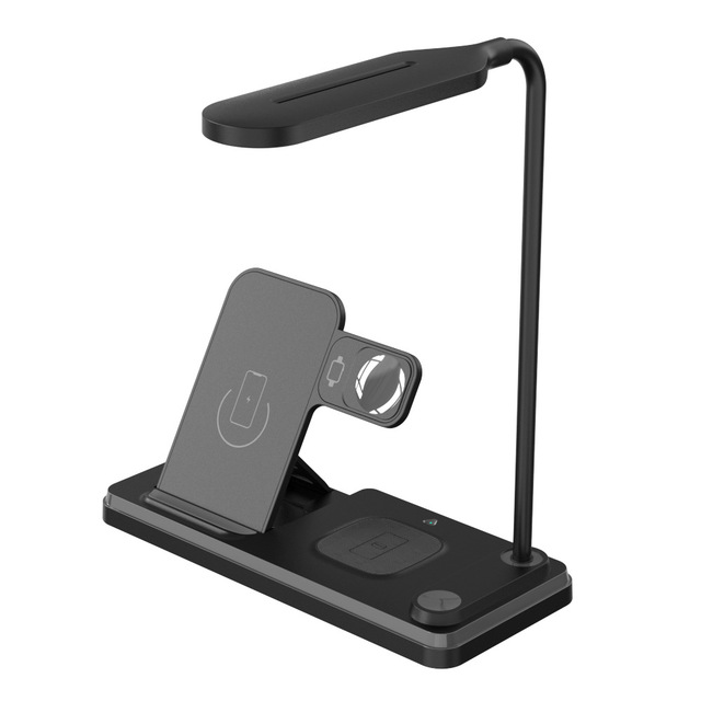 4-in-1 Wireless Charging Station Desktop Fast Charging Table Lamp with LED Light for Home Office Use