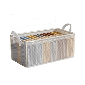 Open Top Transparent Mesh Steel Frame Storage <b>Basket</b> For Clothes And Trousers Moisture Proof Dust Proof Wardrobe Organizer - Product Image 5