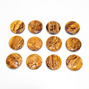 Venta al por Mayor de Tallados de Cristal de Alta Calidad con Signos del Zodiaco, Artesanía de Cristal, <span class=keywords><strong>Piedra</strong></span> de Ojo de Tigre, Doce Constelaciones, Regalos de Decoración para el Hogar - Product Image 4
