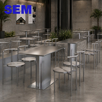 SEM Modernes Design Edelstahl Tisch und Stuhl Set Großhandel Kaffeehaus Food Court Kommerzielle Restaurant-Möbel Tischgarnitur
