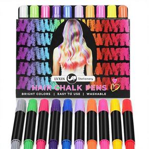 Tiza para el Cabello Temporal y Lavable de 10 Colores para Festivales y Celebraciones, con Pegamento con Purpurina para Niños, Juego de Crayones Retráctiles Borrables - Product Image 1