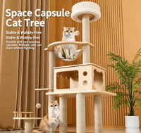Arbre à chat multifonctionnel en laine, favori des chats, avec capsule spatiale, niche et échelle d'escalade amovible, à taux de réachat élevé