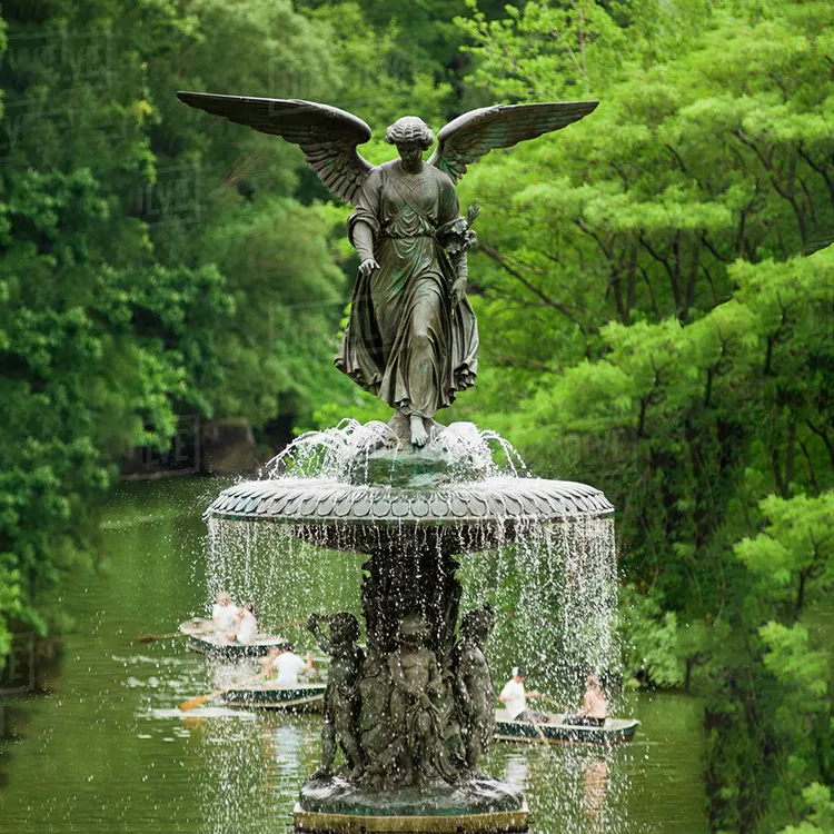 Modern Outdoor Large Bronze Metal baby boy Water Fountain Sculpture Antique Bronze Angel statue Fountain