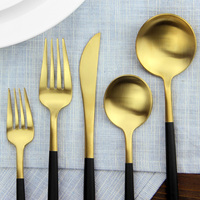 Juego de cubiertos de lujo para bodas AOOSY, cubiertos plateados, negros y dorados para restaurantes y hoteles