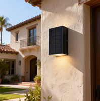 Lampe murale solaire LED extérieure étanche en aluminium, design moderne haut/bas, batterie rechargeable, blanc chaud pour jardin
