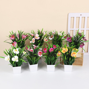 Orquídea Phalaenopsis Artificial en Maceta de 24x28 cm, Decoración de Escritorio para Interiores, Adorno para el Hogar - Product Image 1