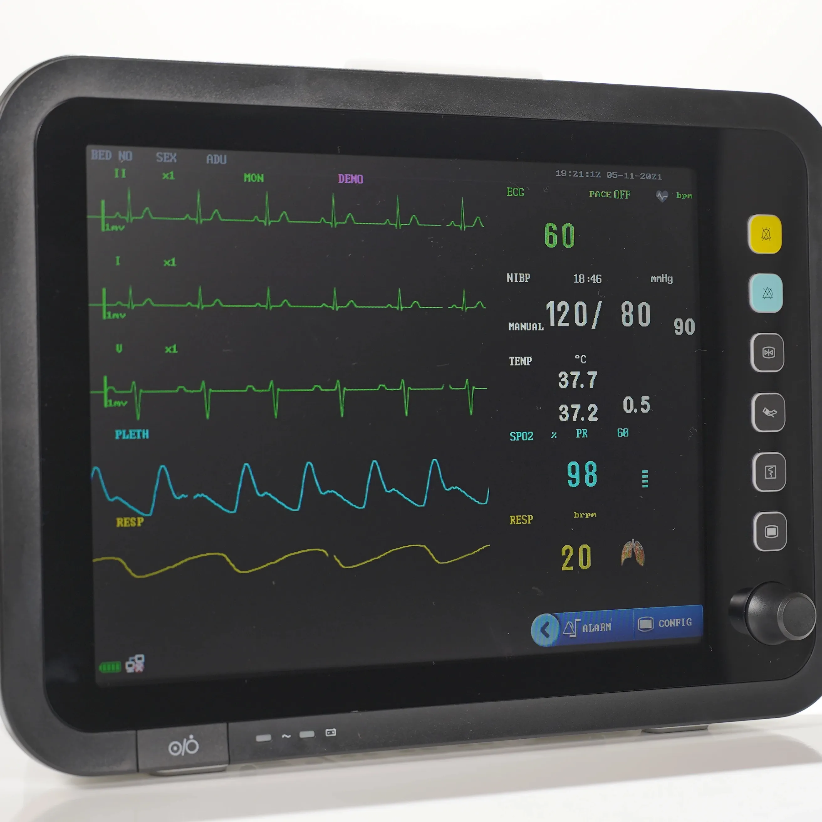 Monitor de sinais vitais para UTI, equipamento médico portátil multiparâmetro para pacientes veterinários, inteligente, portátil, de 12,1 polegadas