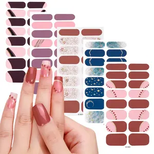 Toptan fiyat çeşitli tasarım yeni tırnak dekorasyon 16 İpuçları jel tırnak şeritler özel Logo paketi tırnak Sticker UV