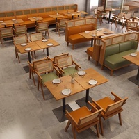Mobilier de restauration professionnel et commercial robuste, canapé banquette modulaire en bois massif, style Asie du Sud-Est, et nouveau ensemble de table chinois