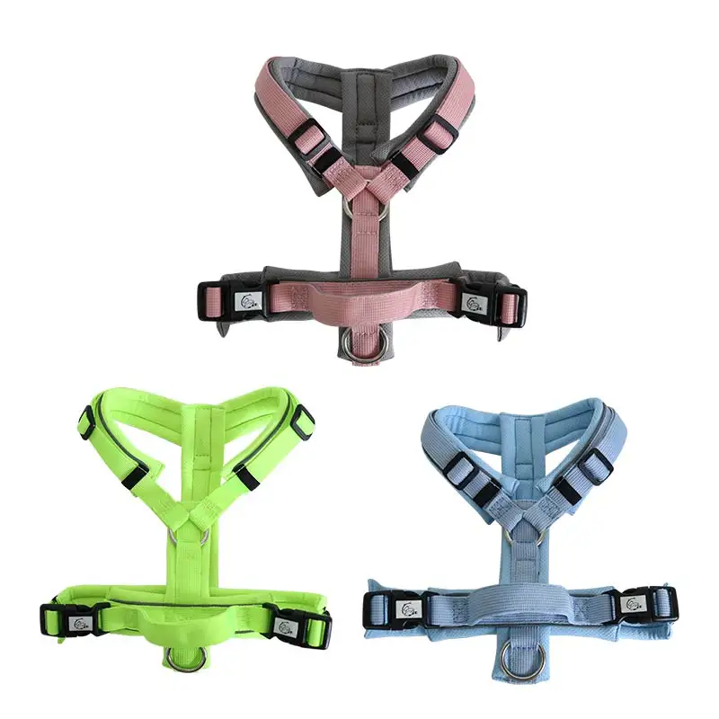ODM/OEM Custom Logo Soft Breathable Padded Adjustable Straps no pull Y shape Dog Harness with Handle