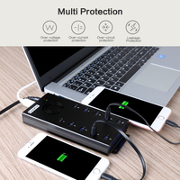 Hub USB-C Sipolar A-400C à 10 ports, adaptateur intelligent avec lecteur de carte et station de charge 2A