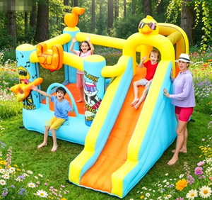 Château gonflable avec double toboggan, thème canard jaune, trampoline pour enfants, aire <span class=keywords><strong>de</strong></span> jeux pour fête d'anniversaire, lit <span class=keywords><strong>de</strong></span> saut - Product Image 3