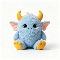 Vente en gros de jouets en peluche personnalisés, monstres à cornes bleues, mignons et moelleux, inspirés des créatures fantastiques, très demandés